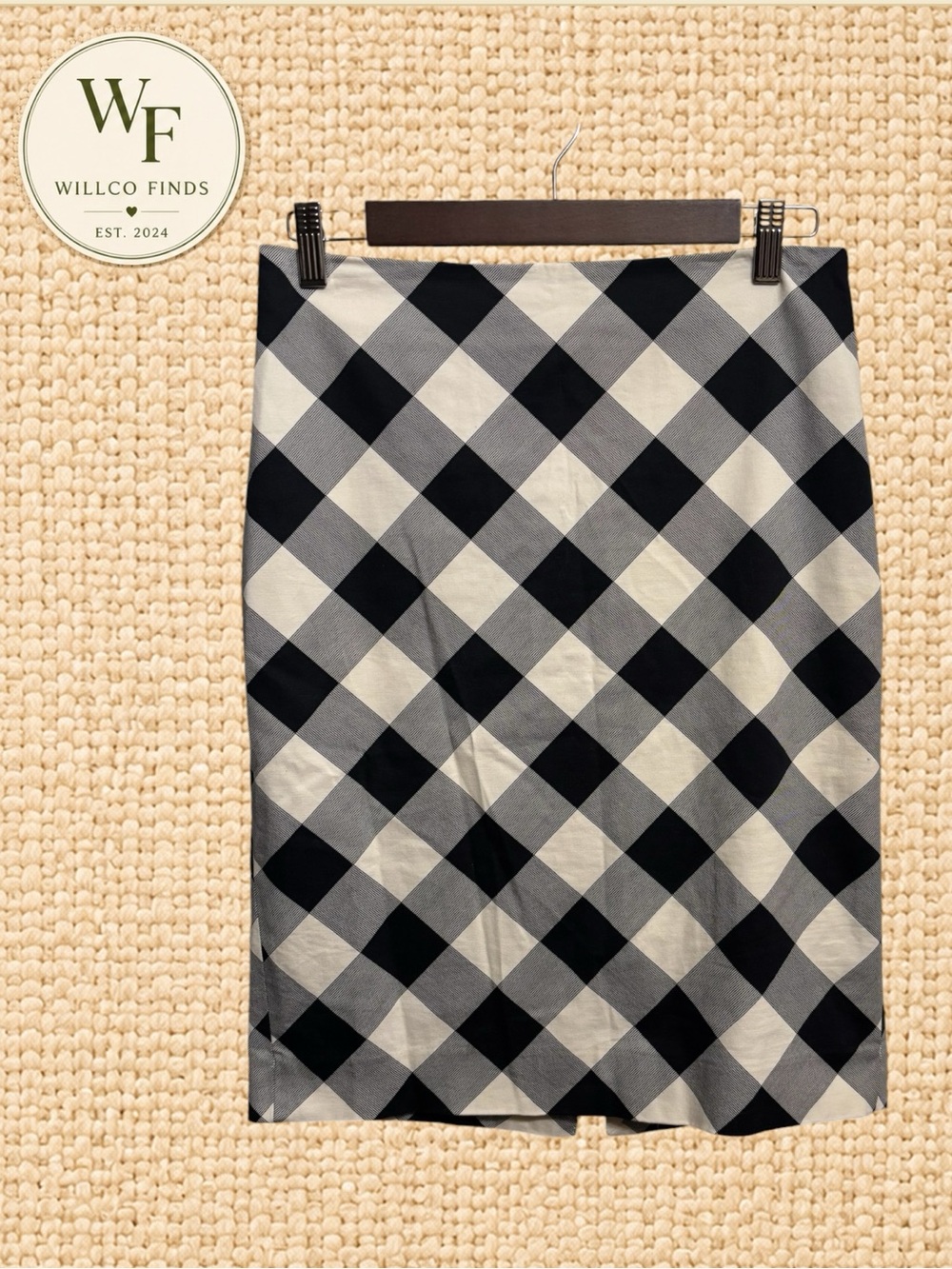 The Limited Size 4 Black White Gingham Plaid Pencil Skirt Stretch Career Midi